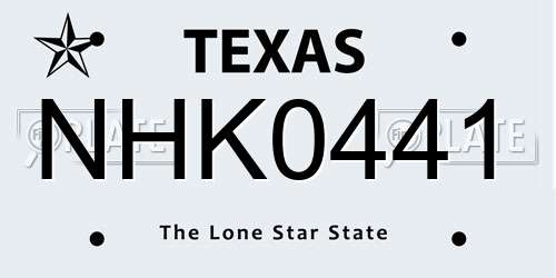 NHK0441 Texas License Plate