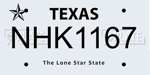 NHK1167 Texas License Plate