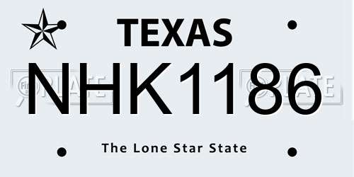 NHK1186 Texas License Plate