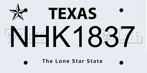 NHK1837 Texas License Plate