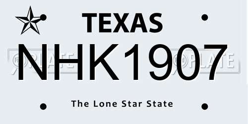 NHK1907 Texas License Plate