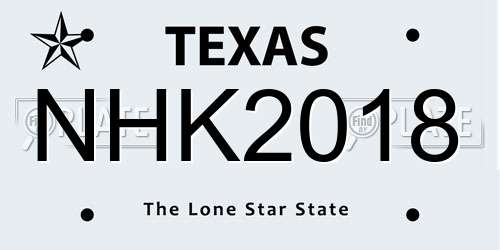 NHK2018 Texas License Plate