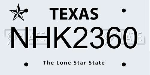 NHK2360 Texas License Plate