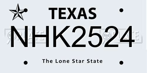 NHK2524 Texas License Plate