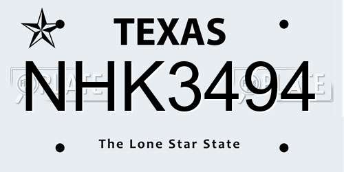 NHK3494 Texas License Plate