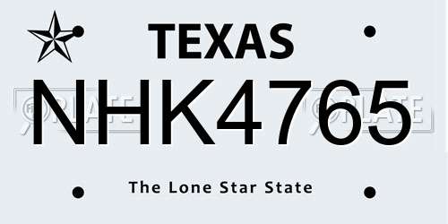 NHK4765 Texas License Plate