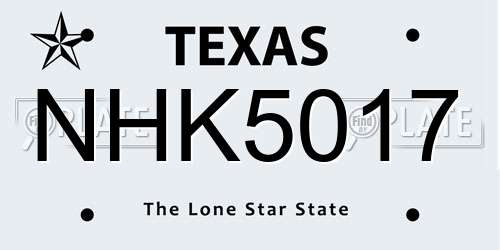 NHK5017 Texas License Plate