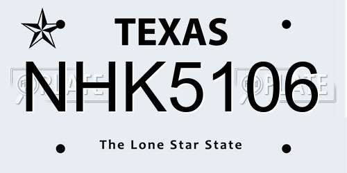 NHK5106 Texas License Plate