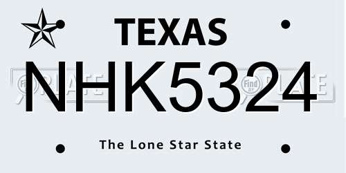 NHK5324 Texas License Plate