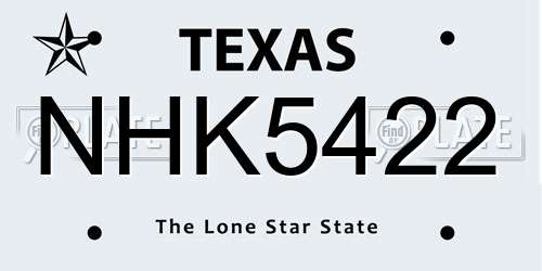 NHK5422 Texas License Plate