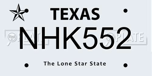 NHK552 Texas License Plate