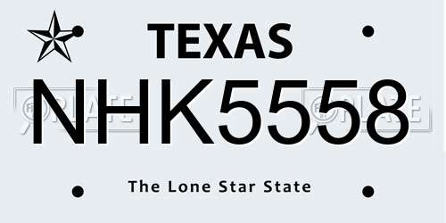NHK5558 Texas License Plate