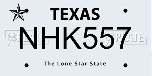 NHK557 Texas License Plate