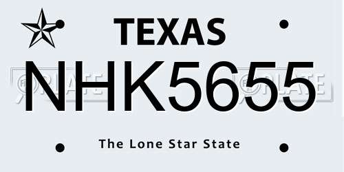 NHK5655 Texas License Plate