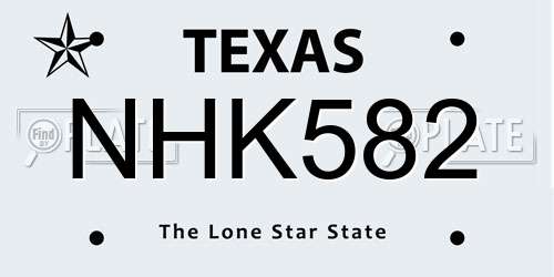 NHK582 Texas License Plate