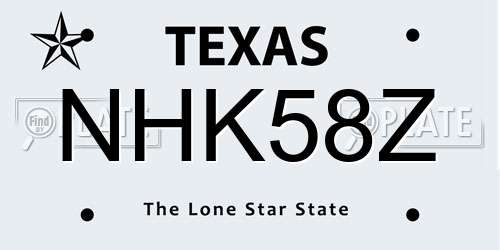 NHK58Z Texas License Plate