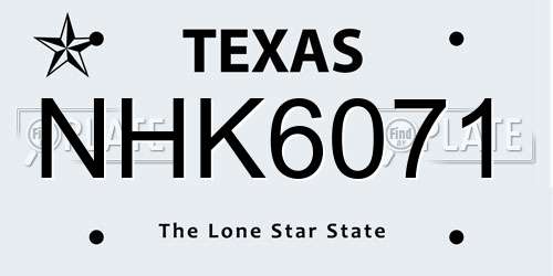 NHK6071 Texas License Plate