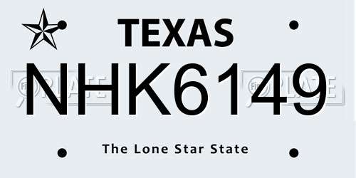 NHK6149 Texas License Plate