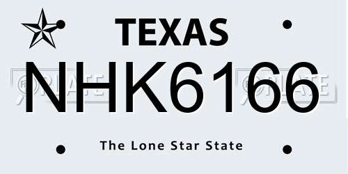 NHK6166 Texas License Plate
