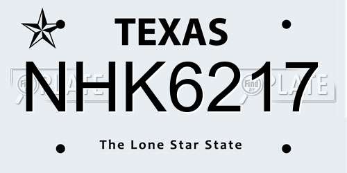 NHK6217 Texas License Plate