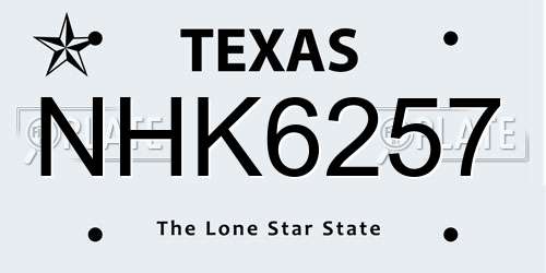 NHK6257 Texas License Plate