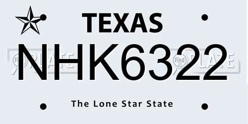 NHK6322 Texas License Plate