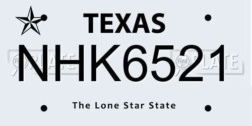 NHK6521 Texas License Plate