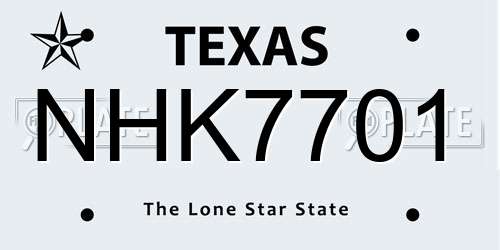 NHK7701 Texas License Plate