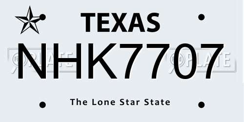 NHK7707 Texas License Plate