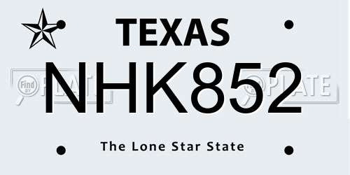 NHK852 Texas License Plate