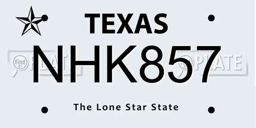 NHK857 Texas License Plate