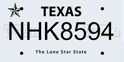 NHK8594 Texas License Plate