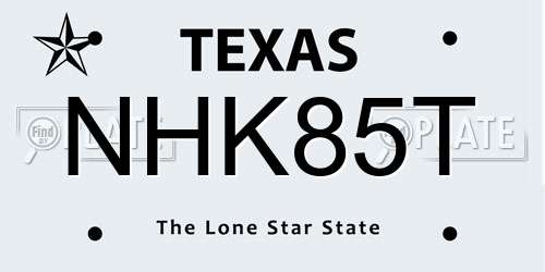 NHK85T Texas License Plate