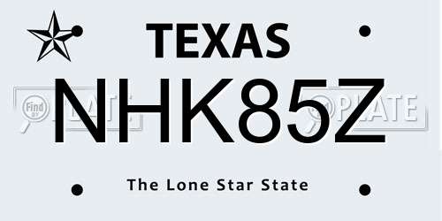 NHK85Z Texas License Plate