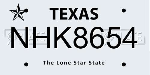 NHK8654 Texas License Plate