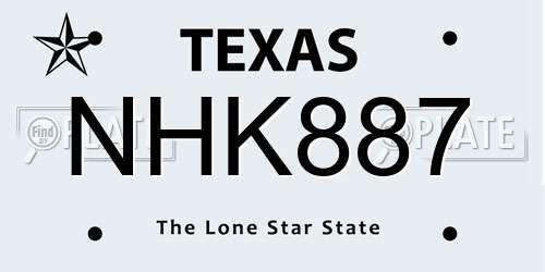 NHK887 Texas License Plate