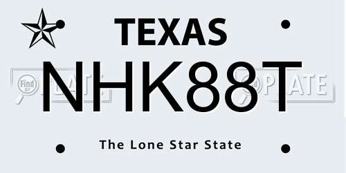 NHK88T Texas License Plate