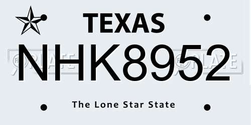 NHK8952 Texas License Plate