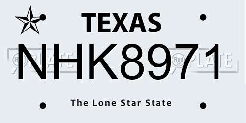 NHK8971 Texas License Plate