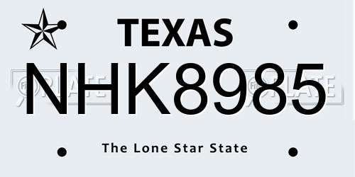 NHK8985 Texas License Plate