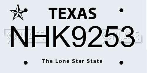 NHK9253 Texas License Plate