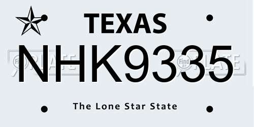 NHK9335 Texas License Plate