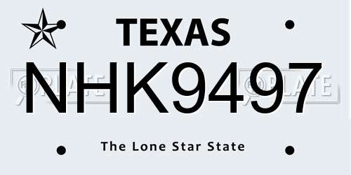 NHK9497 Texas License Plate