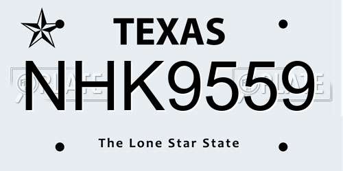NHK9559 Texas License Plate