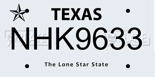 NHK9633 Texas License Plate