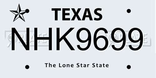 NHK9699 Texas License Plate
