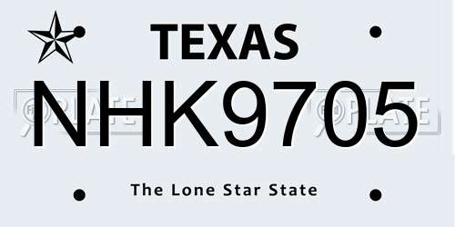 NHK9705 Texas License Plate