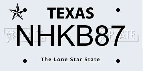 NHKB87 Texas License Plate