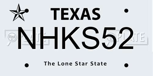 NHKS52 Texas License Plate