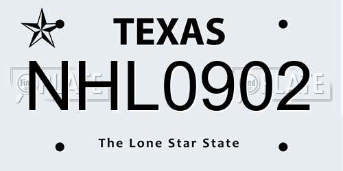 NHL0902 Texas License Plate